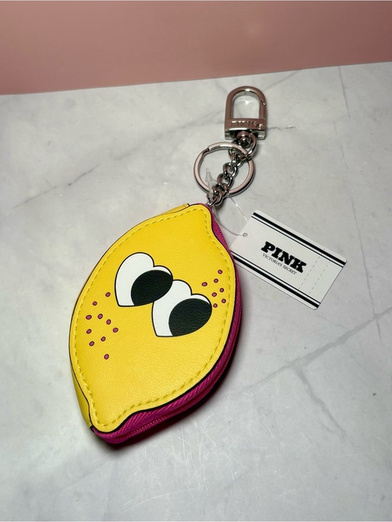 PINK Victoria's Secret Accessories - 🍋 PINK Lemon-Shaped Zip Pouch Keychain Bag Charm NWT